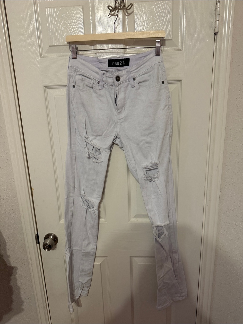 Rue 21 White Distressed flare Jeans